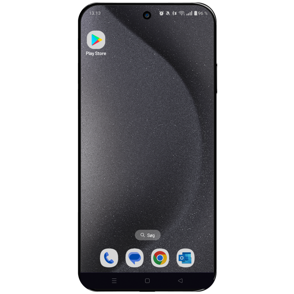 Billede af mobiltelefon hvor der bliver vist et Google Play ikon