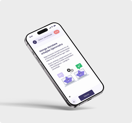 Billede af en telefon med Digital Optur-appen åben